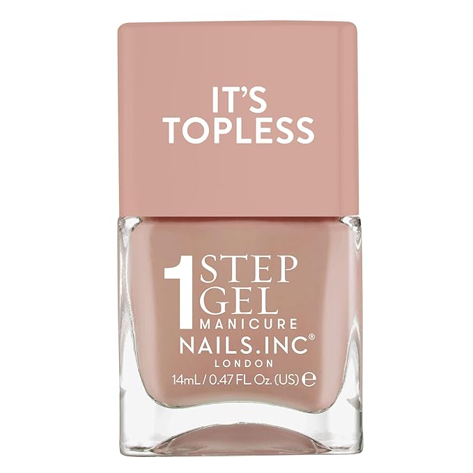 Nails Inc It's Topless Gel-Like Nail Polish, 4-in-1 Base Coat, Treatment, Color & Top Coat, Long Lasting, Strong, Chip Free Nails, Glossy Salon Quality Manicure, Air Dry, Madison, 0.47 Fl Oz