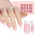 AILLSA French Gel Nail Tips, 180 Pcs Pink French Tip Press On Nails Long Square, Pre-Applied Primer & Base Coat, No Need File, Fake Nails with Designs DIY for Women Gift 15 Sizes