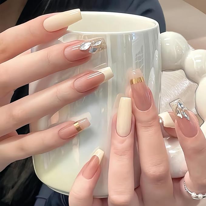 Double Rhythm 0.50 OZ Gel Polish Hema Free Same Color Same Bottle Golden Round Translucent Neutral Natural Milky 15 ML Jelly UV Polish Art DIY at Home (Cream-C1034)
