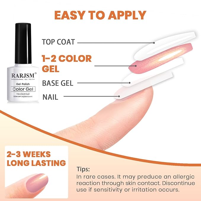 RARJSM Pearl Gel Nail Polish Set Iridescent Shell Glitter Gel Polish 6 Sunset Colors Light Purple Blue Pink Red Gold Shimmer Mermaid Swirl Thread Effect Soak Off Curing Requires Home Salon