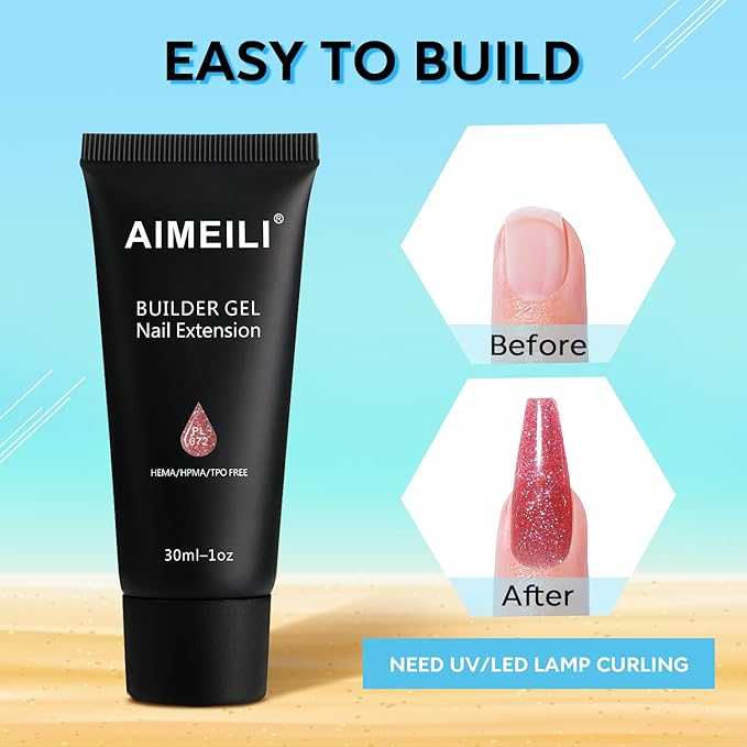 AIMEILI Poly Nail Extension Gel Builder - DIY Salon Nail Gel Kit for Women - Hema Free - 072