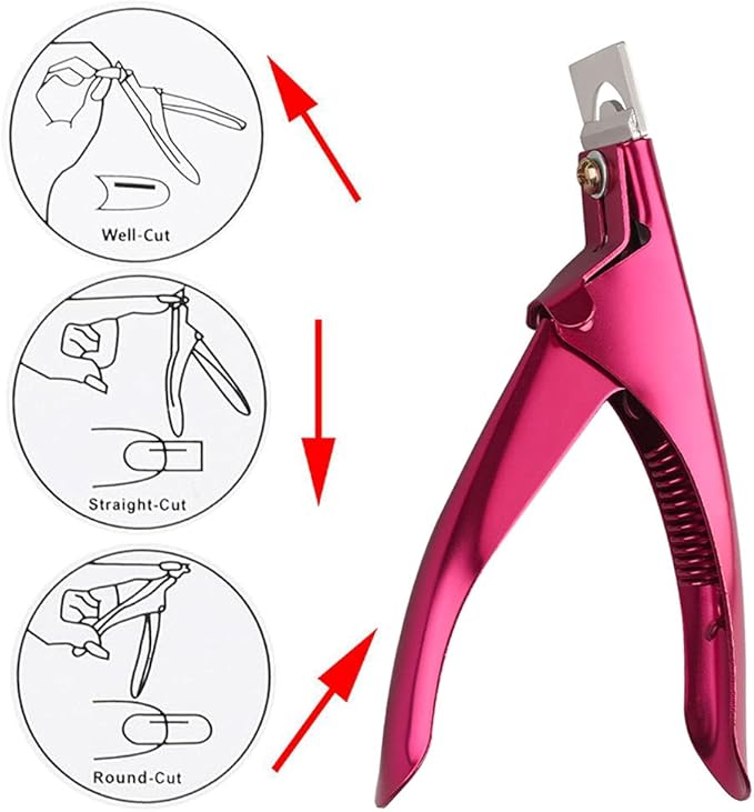 SUMAJU Professional Acrylic False Nail Clippers for Acrylic Nails Nail Tip Cutter Nail Manicure Tool (Rose Red)