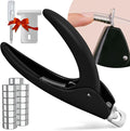 Black Adjustable Nail Clippers with Magnet Sizers for Acrylic Nails, Professional Stainless Steel Fake False Nail Tip Sharp Clipper Cutter Trimmer, Manicure Tool for Salon Home Nail Art