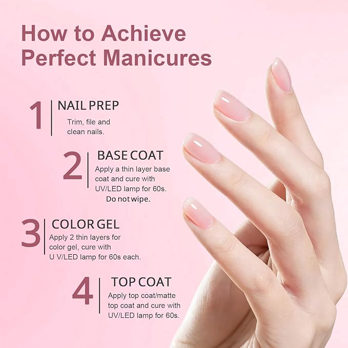 JODSONE 18ml Jelly Gel Nail Polish Crystal Pink for Salon Manicures and Nail Art DIY at Home Sheer Gel Polish Need U V Cured Gift for Women