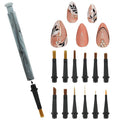 12Pcs Nail Art Brush Set,Professional Nail Art Brush Set with Push-Button Quick-Change,Nail Brushes for Acrylic,Gel,French Tips & Designs,Ergonomic Portable Kit with Storage Case(Marble)