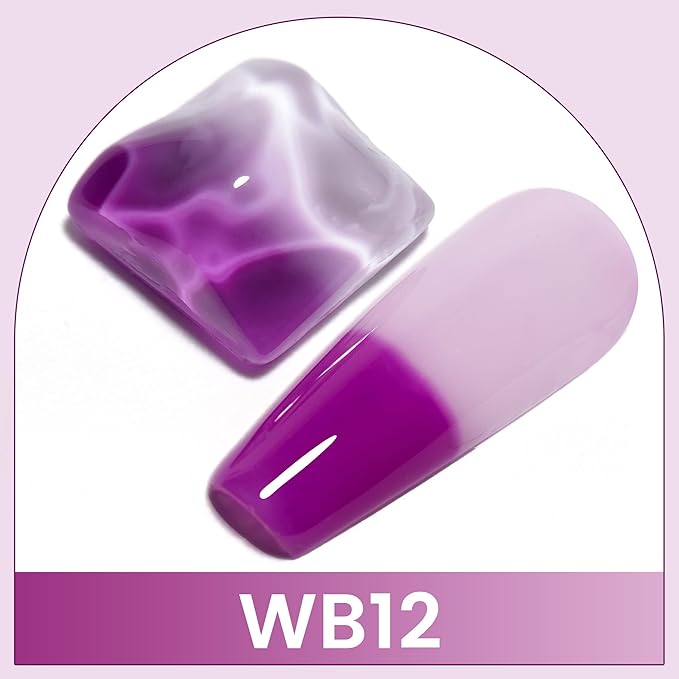 YTD Likomey Color Changing Gel Nail Polish,15ml Nude Pink To Plum Grape Purple Mood Temperature Change Colors Ombre Thermal Salon Home Fall Winter Manicure UV Nails Varnish,WB12