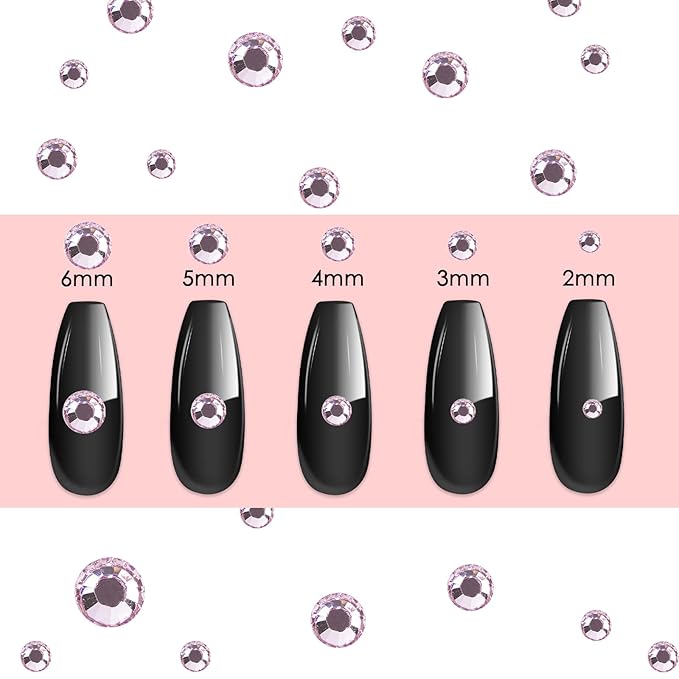 Canvalite 1500PCS Pink Rhinestones Flat Back Gems, Nail Rhinestones Nail Art Gems with Pick Up Tweezers and Rhinestone Picker Dotting Pen, Nail Art Tools for Nails, Clothes, Face, Craft