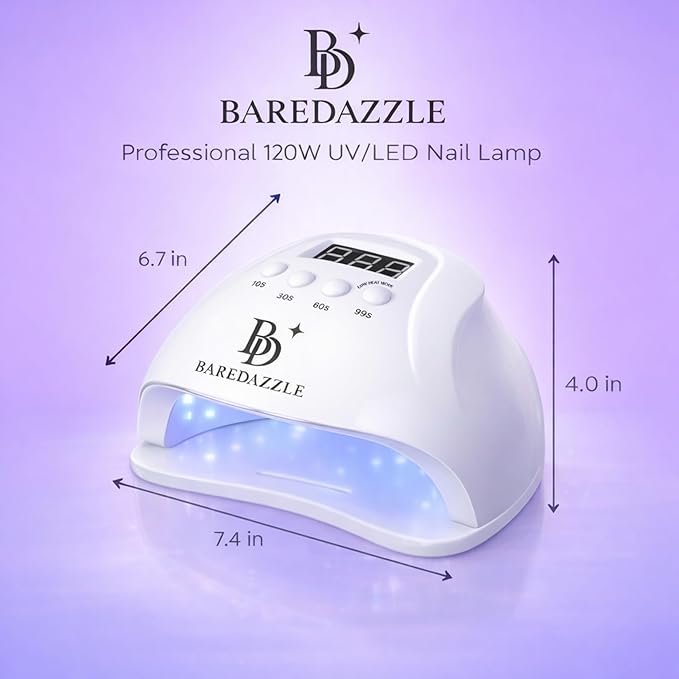 120W UV LED Nail Lamp for Gel Nails – Professional Nail Dryer with 4 Timers, LCD Display, Auto Sensor & Low Heat Mode – Removable Base, 36 LED Beads