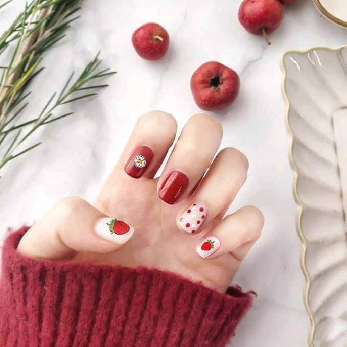 Cute Nail Decals Stickers for Women Girls Kids 200+ PCS, Self Adhesive Nail Tip Manicure Peduicure for Fingernails Toenails Fake Nails, Birthday Party Favors Christmas Stocking Stuffer