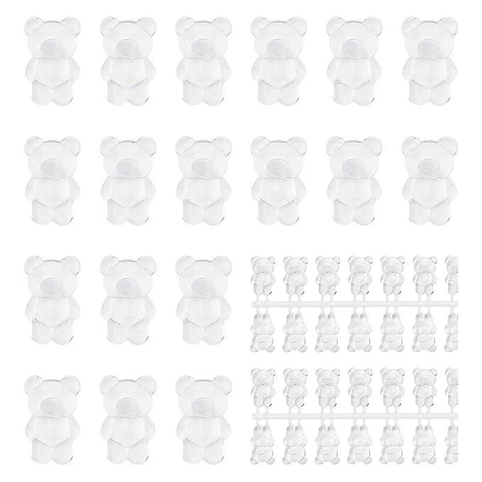 140pcs Nail Polish Color Card Display Sticks Cartoon Bear Shaped Transparent Acrylic Display Card for Colorful Polish DIY Manicure Tool Accessories