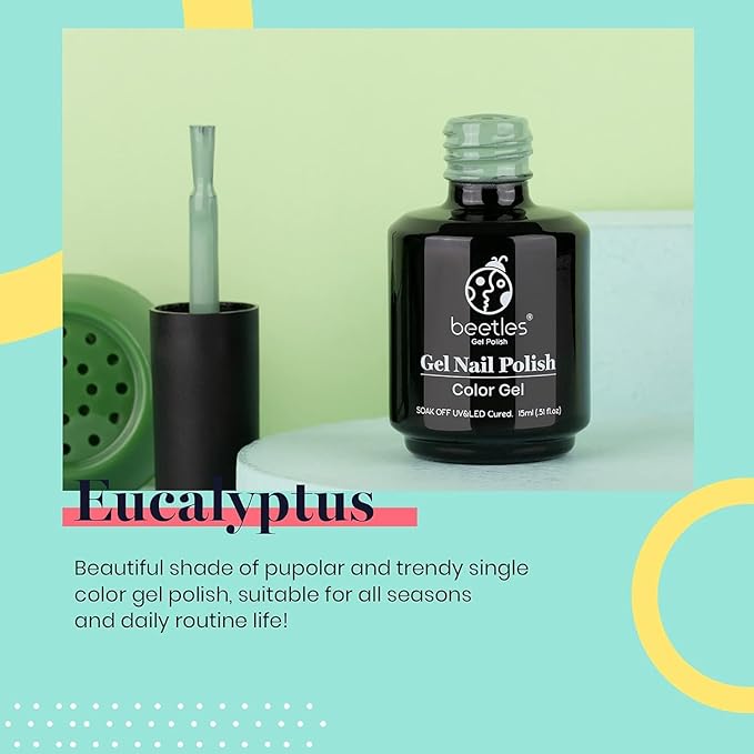 Beetles Green Gel Nail Polish, Emerald Olive Sage Green Eucalyptus Gel Polish 15ml Soak Off UV LED St Patricks Day Nails Lamp Easter Spring Nails Art Manicure Salon DIY Home Gift for Her