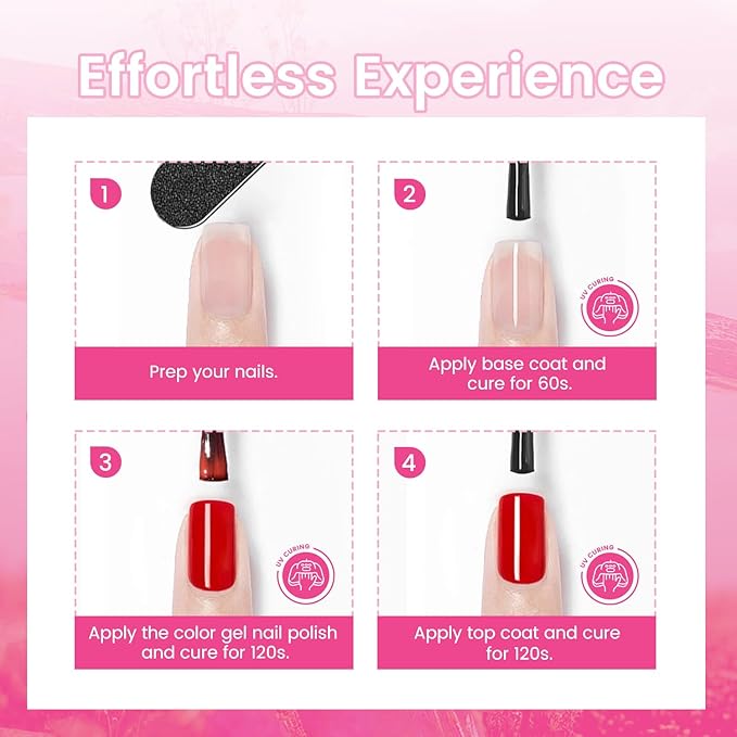 JODSONE 12 PCS Gel Nail Polish Set with Base Coat and Top Coat 2026 Valentine's Day Limited Red Pink High Gloss Fashion Gifts for Women & Girls