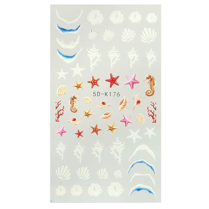 Marble Wave Nail Art Stickers, Ocean Theme Jellyfish Nail Decals Nail Art Design Self Adhesive Nail Supplies for Women Manicure Decoration