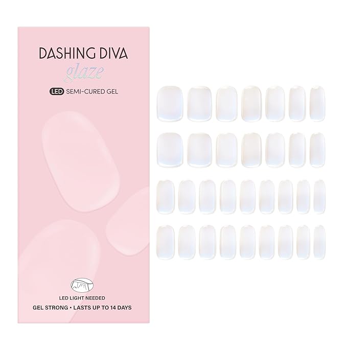 Dashing Diva Glaze Effects Nail Strip Set - Iridesci - Long Lasting, Chip Resistant, Semi-Cured Gel Nails - 4-Piece Manicure Set with 32 Strips