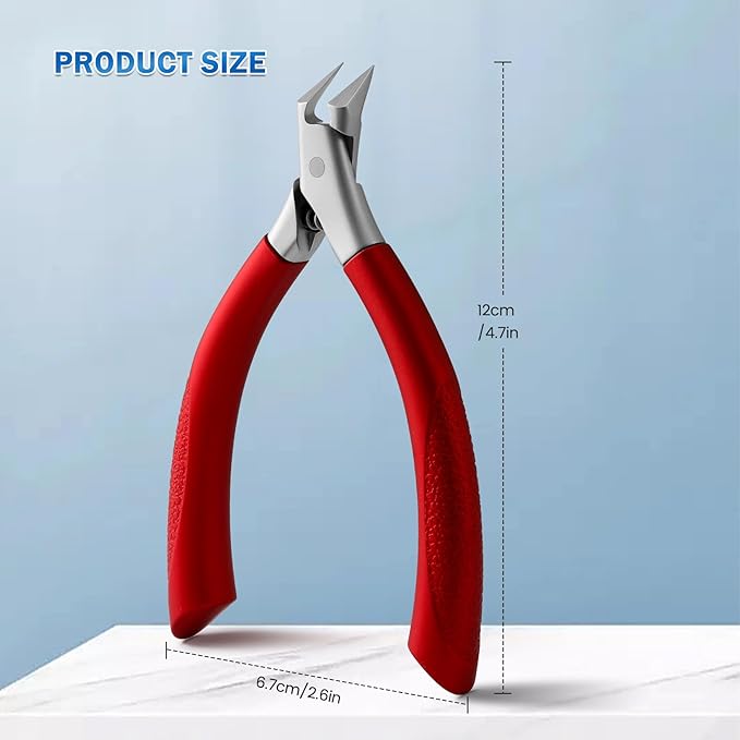 BEZOX Toenail Clippers for Ingrown Toenail Prevention, Straight Blade Podiatrist Nail Clipper for Thick Nails, Ergonomic Finger Nails Scissor for Adults, Seniors, Men and Women - Red