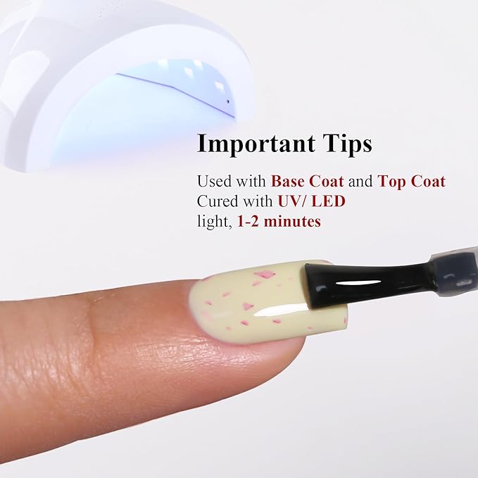 Pastel Gel Polish,0.5 Fl Oz Light Yellow Flake Glitter Gel Nail Polish Macaron Spring Summer LED UV Speckled Sparkle Art Starter Manicure Salon DIY