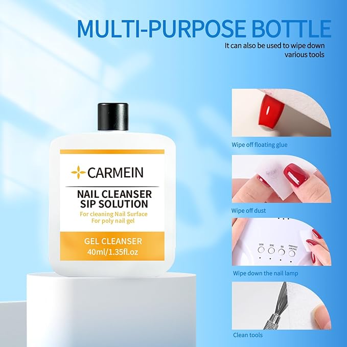 Poly Gel Slip Solution & Nail Cleaner - Professional Polyester Nail Gel Surface Cleaner for Nail Care (1pcs)40ml/1.35 fl oz