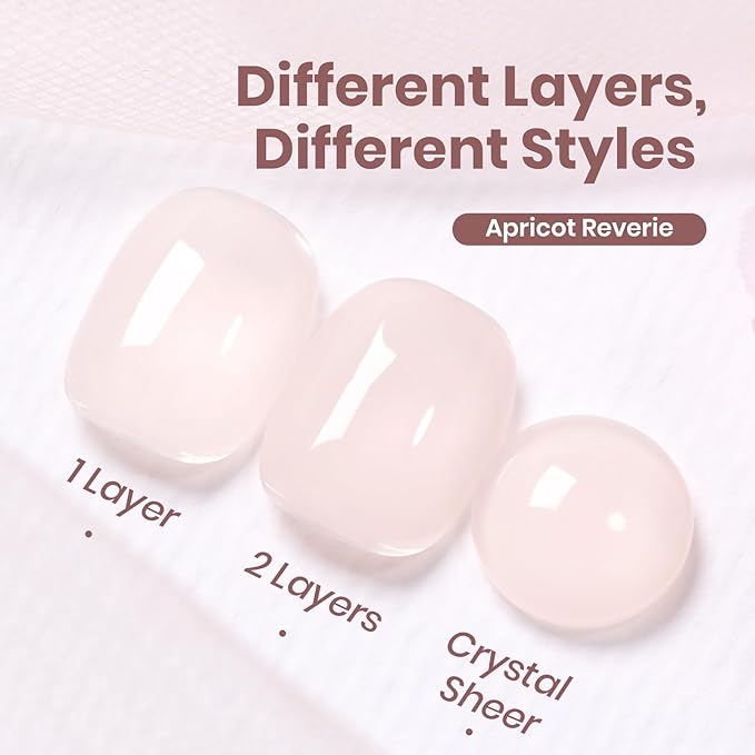 Beetles Apricot Reverie Nude Gel Nail Polish - 15ML Neutral Jelly Nude Pink Nail Polish Base Color Nail Concealer Sheer Translucent Effect Soak Off UV French Nail Art Salon DIY Manicure Gift for Women