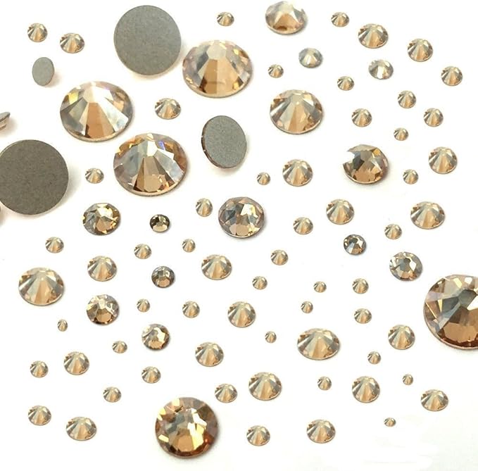 CRYSTAL GOLDEN SHADOW (001 GSHA) 144 pcs 2058/2088 SWAROVSKI Flatbacks rhinestones nail art mixed with Sizes ss5, ss7, ss9, ss12, ss16, ss20, ss30