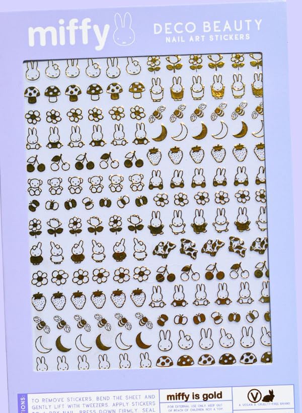 Deco Beauty Miffy is Gold -Super Thin & Easy-to-Apply Nail Art with The Cutest Designs-Durable & Long-Lasting Nail Art Stickers and Decals for Women, for DIY at-Home Manicures & Salon-Quality Nails