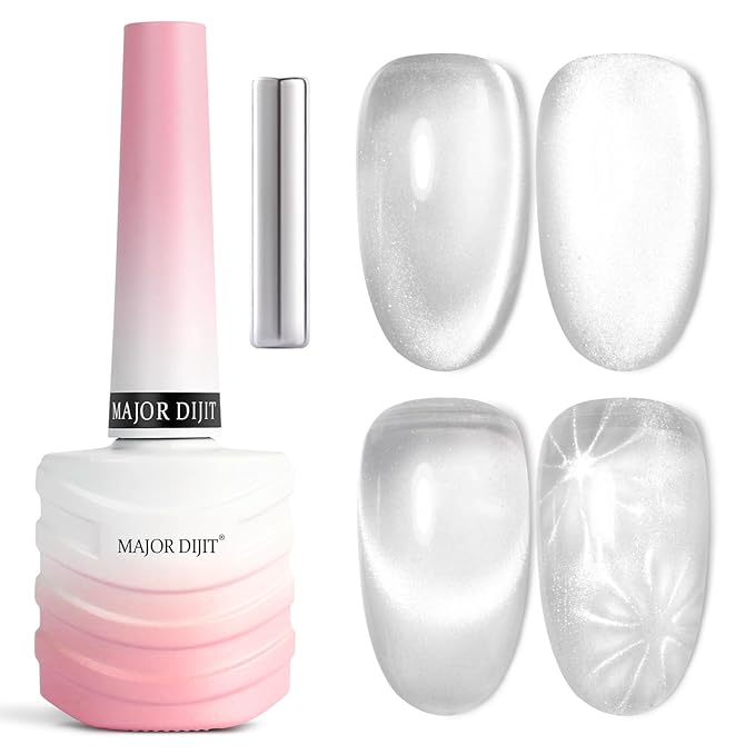 Major Dijit Cat Eye Gel Nail Polish 15ml Moonlight Glass Smoothie Cateye Soak Off U V LED Magnetic Shimmer Velvet Gel Nail Polish Nail Art Manicure Salon DIY Home (C12)