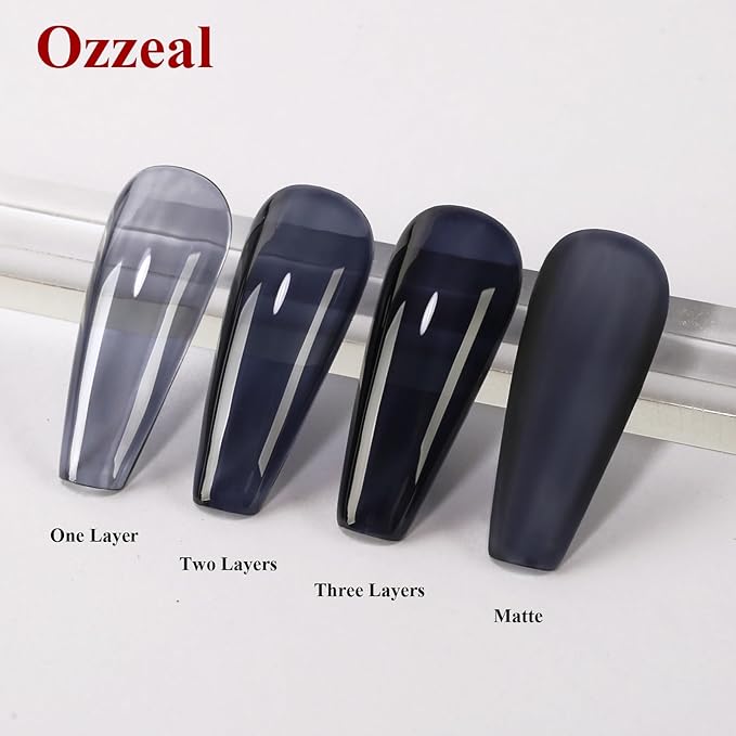 Jelly Gel Nail Polish, Black Jelly Nail Polish Gel Translucent Fall Winter Dark Blue Nail Gel Polish Sheer Soak off UV LED for Nail Art DIY Manicure 0.5 Fl Oz