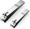 Nail Clippers Set - Toenail Clippers & Fingernail Clipper Combo, Dual-Size Stainless Steel Nail Cutters for Home/Travel, Anti-Slip Grip, Ingrown Nail Care Tool