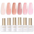 GAOY Jelly Nude Pink Gel Nail Polish Set, 6 Transparent Sheer Colors Soak Off UV Light Cure Gel Polish Kit for Salon and Nail Art DIY at Home