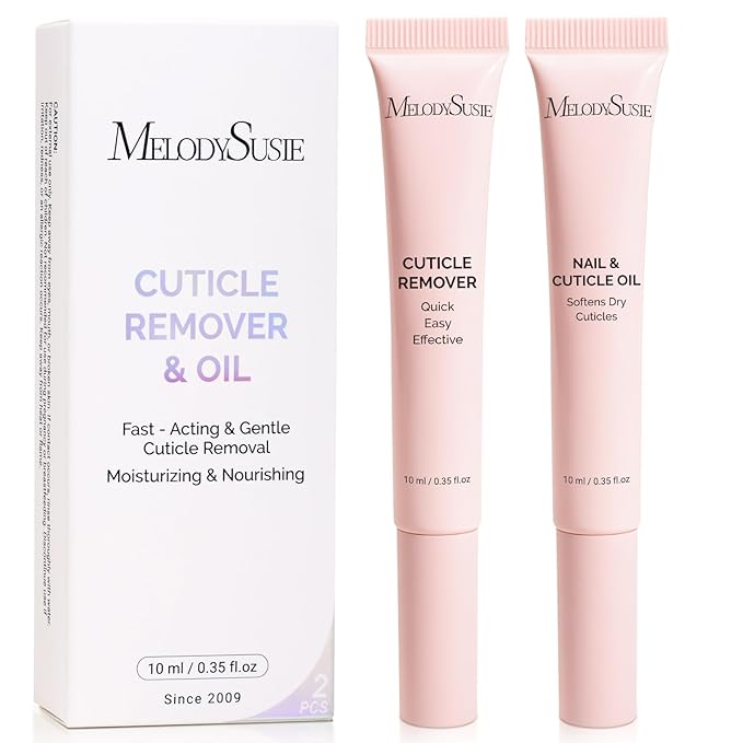 MelodySusie 10ML Cuticle Care Kit - Cuticle Oil and Cuticle Remover, Cuticle Nourishes and Softener, Promotes Nail Growth and Strength for Home and Salon Use 2PCS
