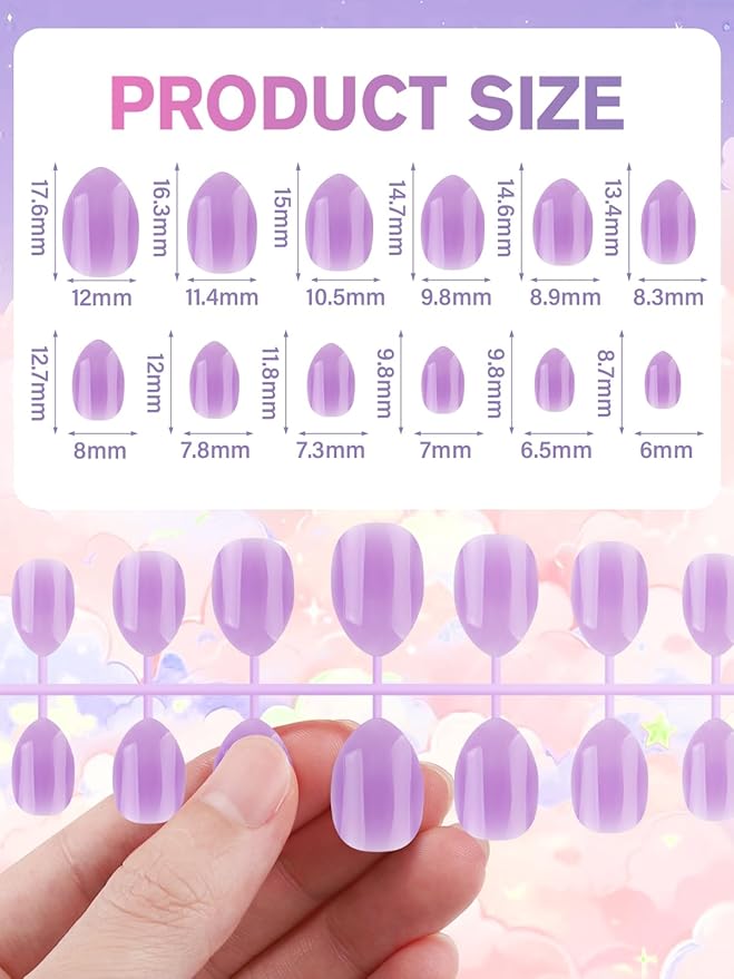 EBANKU Press on Nails, 12 Colors 288PCS Press on Nails Short Almond Matte Glossy Natural Fit Lightweight Fake Nails for Girls Christmas