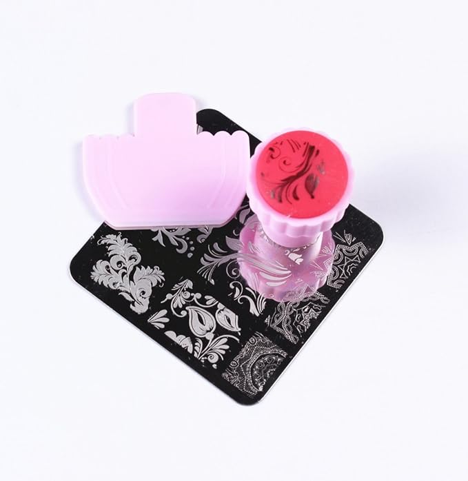 10 Pcs Nail Stamping Plates + 1 Stamper + 1 Scraper Lace Flower Animal Pattern Nail Art Stamp Stamping Template Image Plate Nail Art Stamper Scraper Nails Tool (A01-010)