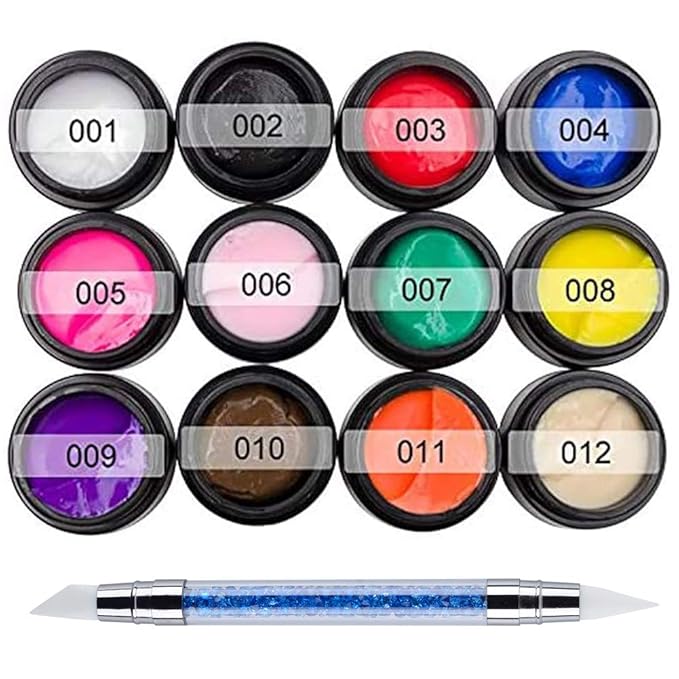 12 Color 3D Nail Sculpting Gel Set – Professional Carving Gels for Nail Art Design, Soak Off Polish Decoration, Flower Patterns & Precision Modeling Tools for Adults