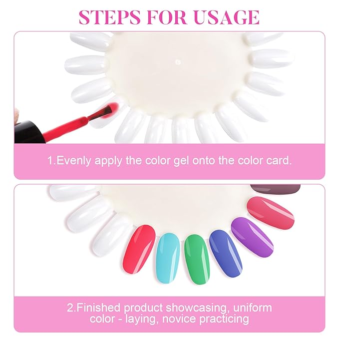 10Pcs False Nail Swatches Wheels Nail Polish Display Wheel Nail Display Color Sample Swatch Wheel Plastic Nail Art Color Tester Wheels for Manicure Swatches Color Show