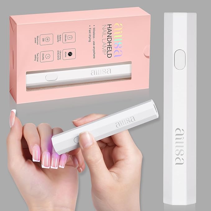 AILLSA Mini UV Light for Nails, Fast Drying Handheld LED Nail Lamp Small UV Gel Light Cordless Flash Cure Lamp Portable Single Finger Nail Lamp for Gel Nails (White)