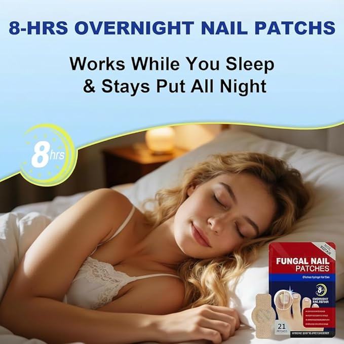 Nail Patches for Toenails- 2Pack, Toenail Stickers Feet, 8-Hour Overnight Nail Patches Fits Large and Small Nails, 42 Count (Blue A)