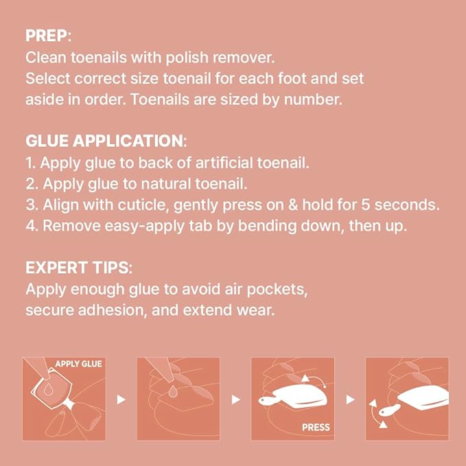 GoldFinger Trendy Press On Fake Toenail Kit, White Flower Pink Color, Ready to Wear Gel & Manicure Stick, Mini Glue included, Long-Lasting Convenient & Easy to Apply