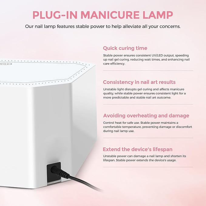Lavinda 54W Corded UV LED Nail Lamp for Gel Nails - Plug-in Professional Nail Dryer with Fast Curing, 4 Timers, Touch Screen, Compatible with All Gel Polishes (White)