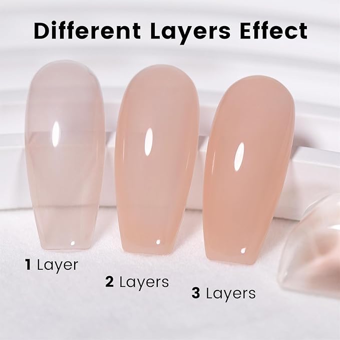 RARJSM Brownish Pink Rubber Base Gel Nail Polish Nude Skin Tone Rubber Base for Nails Natural Nude Color French Manicure Brush on Extend Gel Builder Soak Off Curing Requires 15ml Salon Home DIY