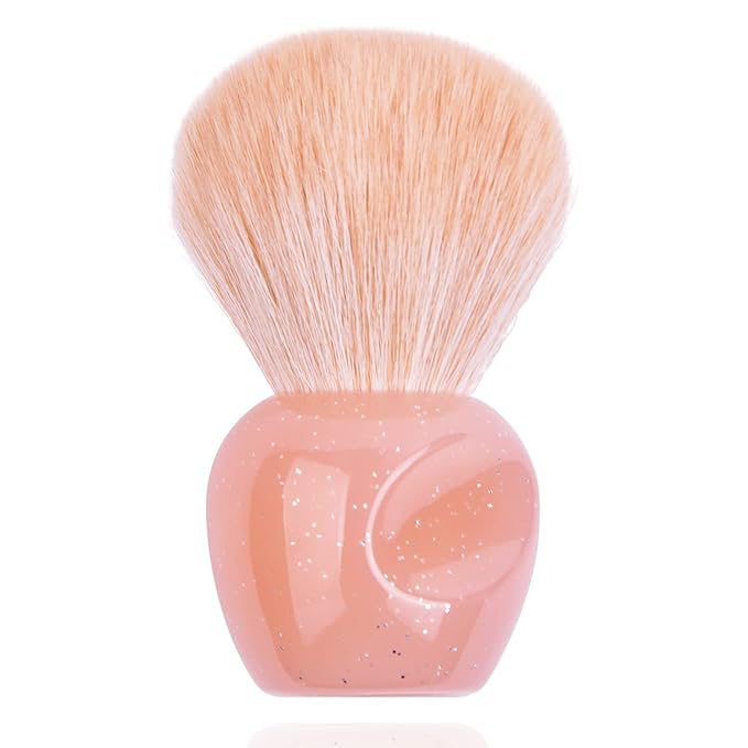 Nail Art Dust Powder Remover Cleaner Brush, Nail Art Dust Cleaning Brush Soft Kabuki Brush for Makeup & Acrylic Gel Nails (Pink)
