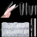 Sandwich Dual Nail Forms for Builder Gel, 180PCS Nail Forms with Brush Pen File Polygel Extension Tools Kit Top & Bottom Dual Form System Guide Lines Tips Professional Manicure Supply (Almond)