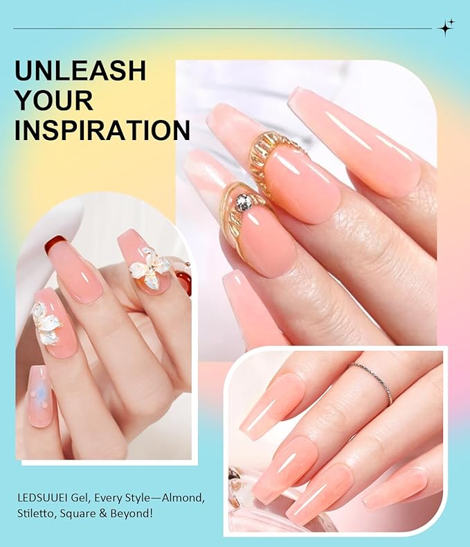 Solid Builder Gel for Nails LEDSUUEI - Nude 3D Nail Gel Sculpting Non-Sticky Hand Carving Glue Extension for Manicure Salon Home Decoration DIY 20g