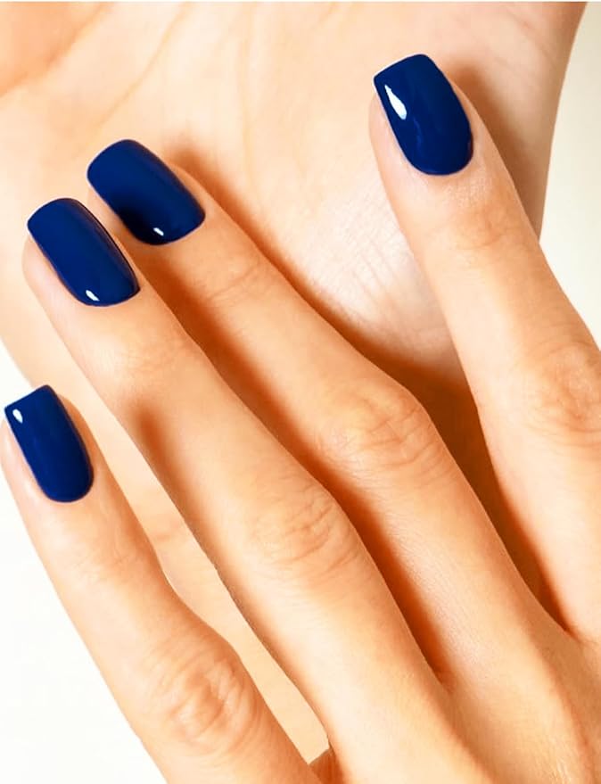 Semi Cured Gel Nail Strips, Dark Blue 20pcs Adhesive UV Sticker, Wraps for Home Manicure DIY