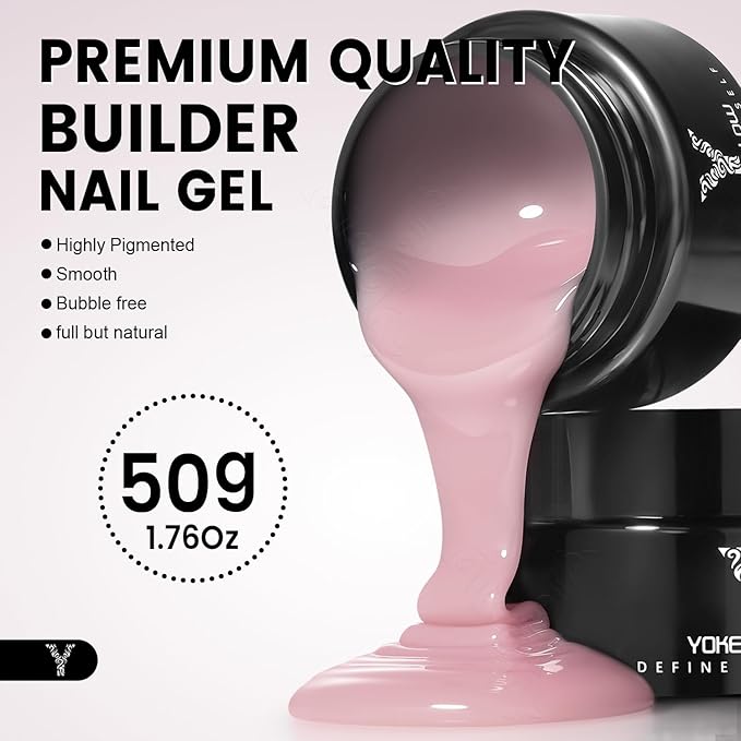 50g Builder Gel for Nails, Long-Lasting Soak-Off Nail Extension Gel for Beginners & DIY Home Salon Manicure(YMH04-Pale Lavender Nude)
