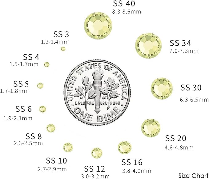 8000Pieces Hotfix Rhinestones Flatback,Rhinestones for Crafts Clothes Mixed 6 Sizes, Hotfix Crystals with Wax Pencil Kit, SS4-SS30,Jonquil