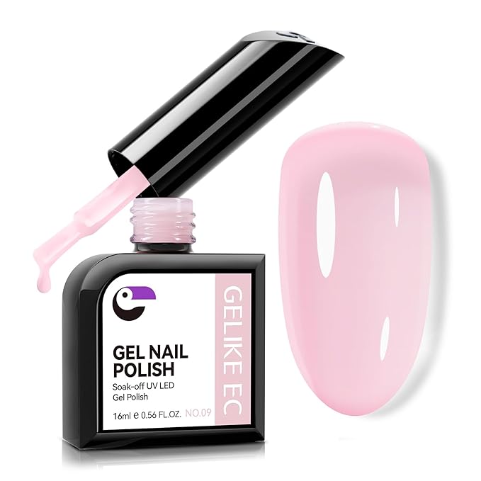 gelike ec Gel Nail Polish Pink Color Quick Dry for Mainicure Beginners Press On Nails 16ml Natural Nude - Easy Application for Home DIY Users Daily Wear with Smooth Brush