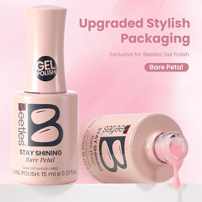 Beetles Stay Shining Bare Petal Nude Gel Nail Polish - 15ml Jelly Neutral Nude Pink Gel Polish Base Color Nail Concealer Sheer Pink Soak Off UV Translucent Effect Manicure Gift for Women