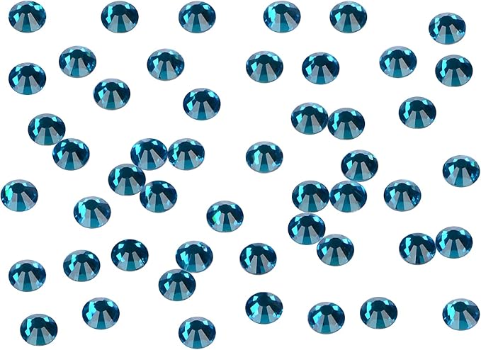 288PCS Art Nail Rhinestones Non Hotfix Glue Fix Round Crystals Glass Flatback for DIY Jewelry Making with one Picking Pen (ss30 288pcs, Blue Zircon)