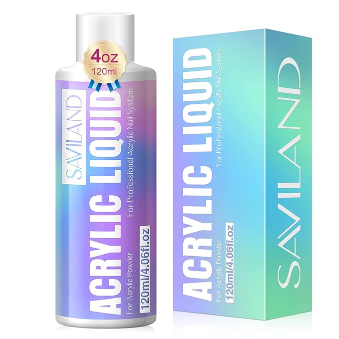 SAVILAND 4.06 oz Monomer Acrylic Nail Liquid – 120ml Acrylic Liquid for Acrylic Powder Non-Yellowing Formula for Acrylic Nails Application Nail Extension & Carving Nail Starter Home DIY