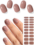 Semi Cured Gel Nail Strips (Chestnut N), Brown, 20 Pcs Fall Gel Nail Wraps, Stickers, UV Light Required, Salon Quality