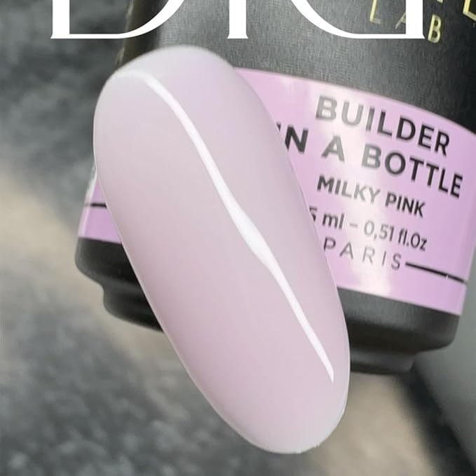 DIDIER LAB Premium Builder Gel in a Bottle - Milky Pink - Strengthens Natural Nails - LED UV Builder Gel for Nails - Hard Nail Builder for Nail Repair and Extensions 0.51 fl oz